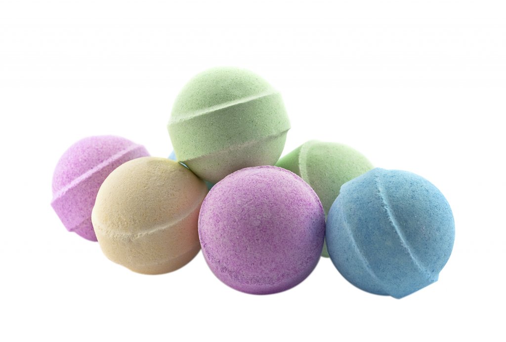 Bath bombs, isolated on the white background