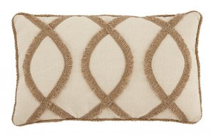 Willowgrove accent pillow with brown fringe pattern