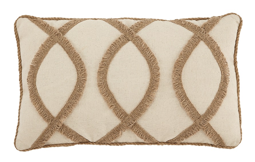 Willowgrove accent pillow with brown fringe pattern