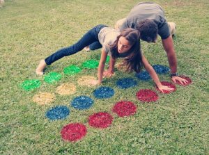 Outdoor twister game made from paint