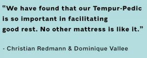 Quote from professional volleyball player and snowboarder about sleeping on a tempur-pedic mattress.