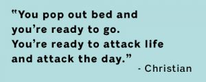 Quote from a professional volleyball player speaking about the importance of sleep for the day.