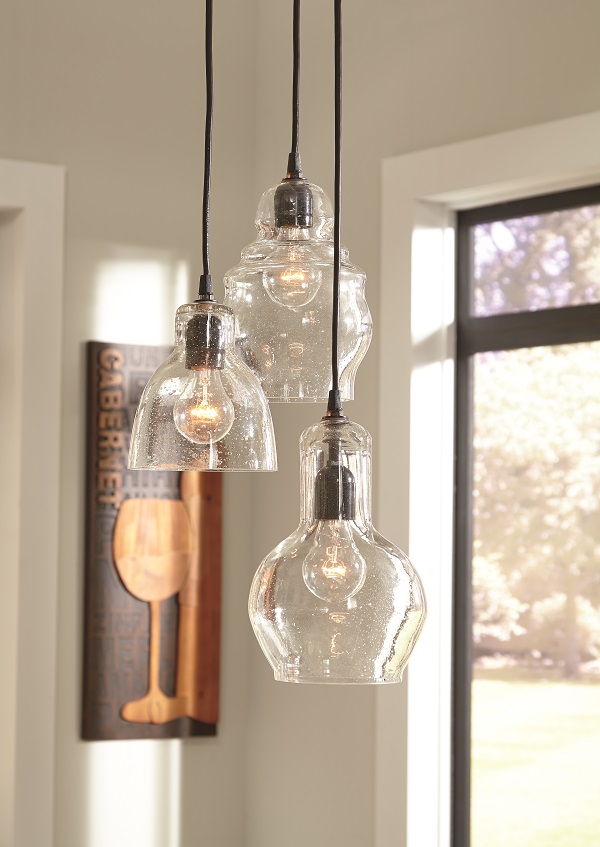 seeded glass dining room light