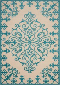 Aqua patterned rug