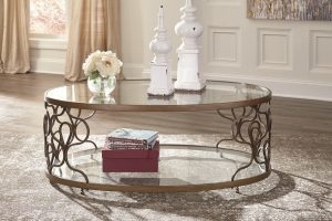 Bronze Metal and Glass Cocktail Table