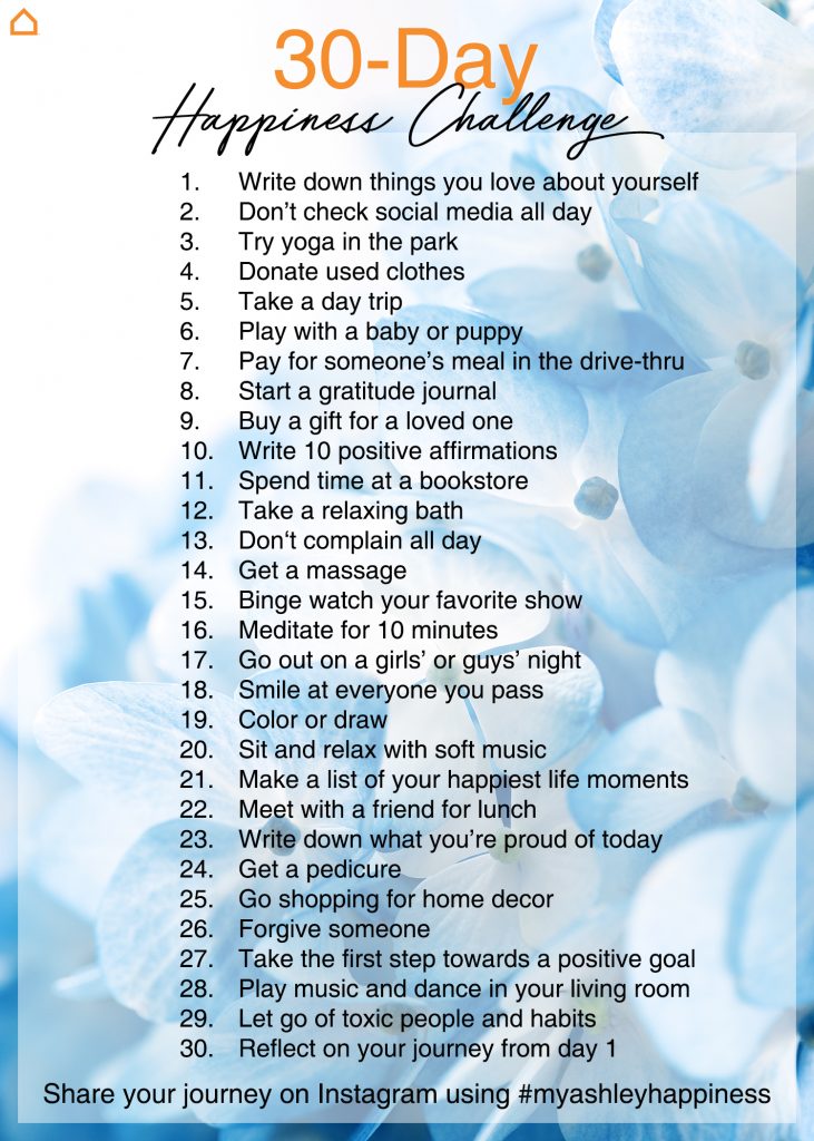 list of challenges to make yourself a happier person