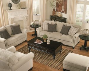 Casual living room set with nailhead trim sofa, loveseat, and upholstered accent chairs