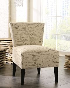 Accent chair with french script design