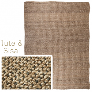 Jute rug and a jute rug closeup showing the hand woven materials in detail.