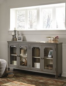 distressed vintage accent cabinet with adjustable storage