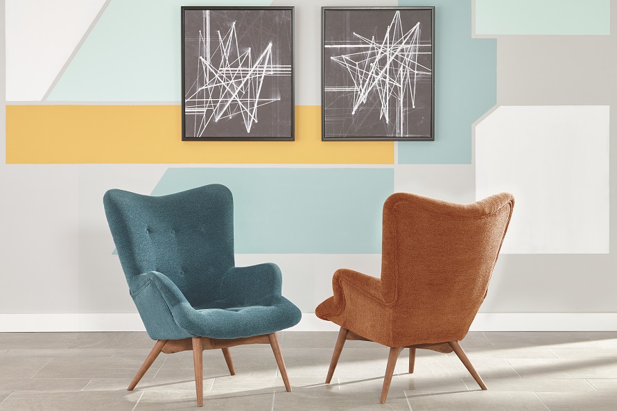 Teal and Orange mid-century modern accent chair