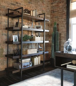 Starmore wood and metal modern rustic large bookcase