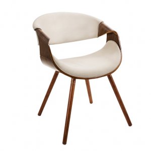 cream curved accent chair