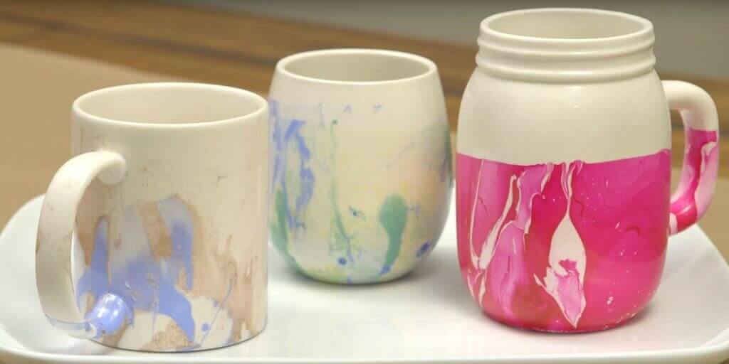 coffee mugs with pastel painting decorations