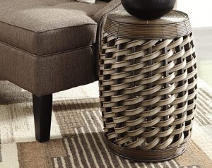brown rattan accent stool