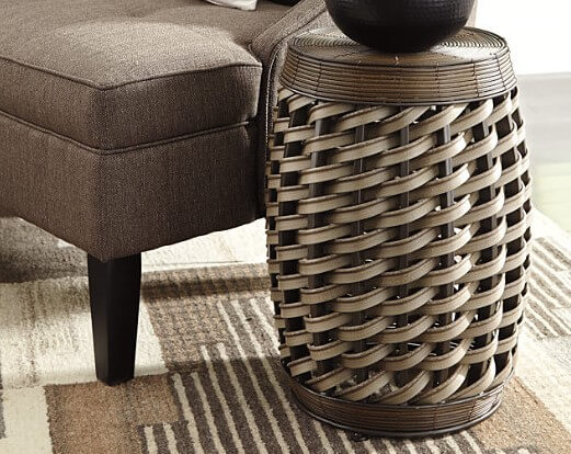 brown rattan accent stool