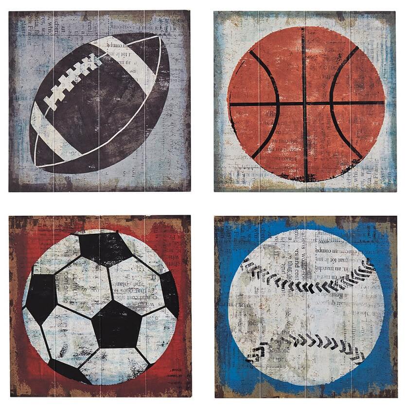 wall art of sports balls