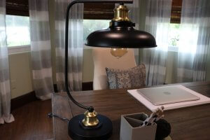 black lamp on desk top