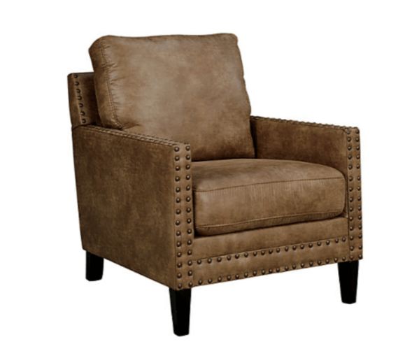 brown faux leather chair