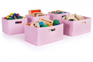 pink storage bins