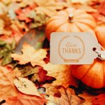 pumpkin with give thanks tag