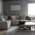 Straight on shot of couch and furniture.