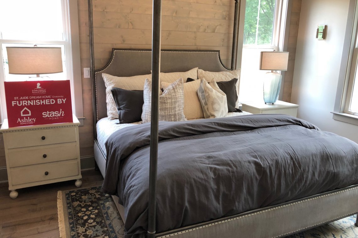 Bedroom furnished by Ashley HomeStore for St. Jude Dream Home Giveaway