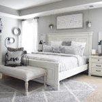 Wide angle shot of neutral bedroom.