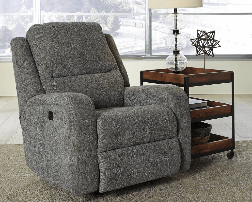 An example of a large upholstered recliner that makes for great living room furniture. 