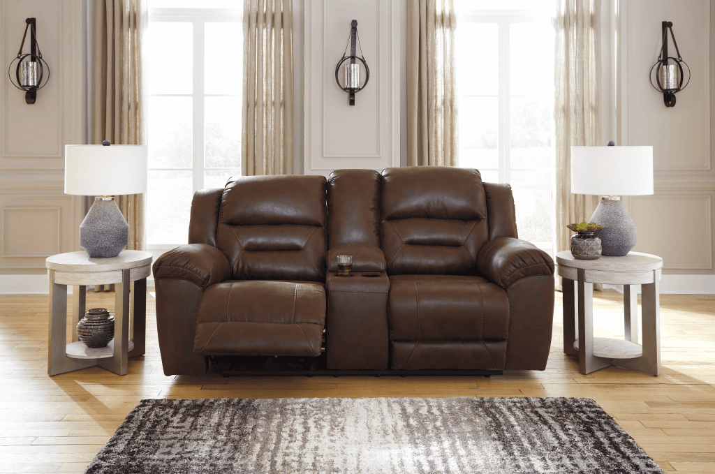 An example of a reclining loveseat sofa for the living room. 