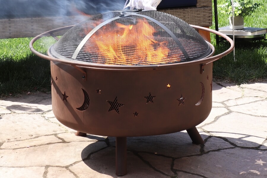 Sunnydaze Outdoor Cosmic Fire Pit with Wood Grill