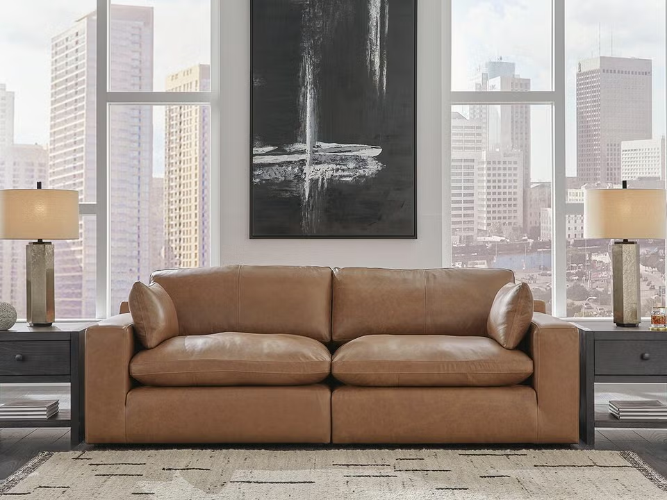 Emilia 2-Piece Leather Modular Loveseat
