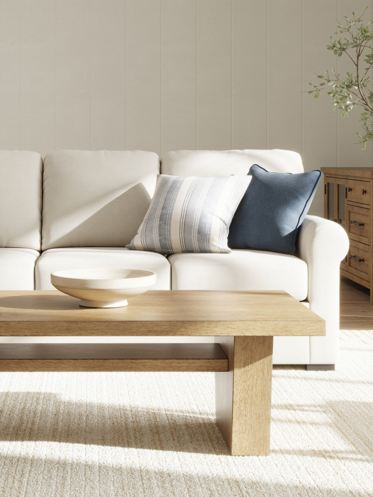 Coffee table in front of sofa