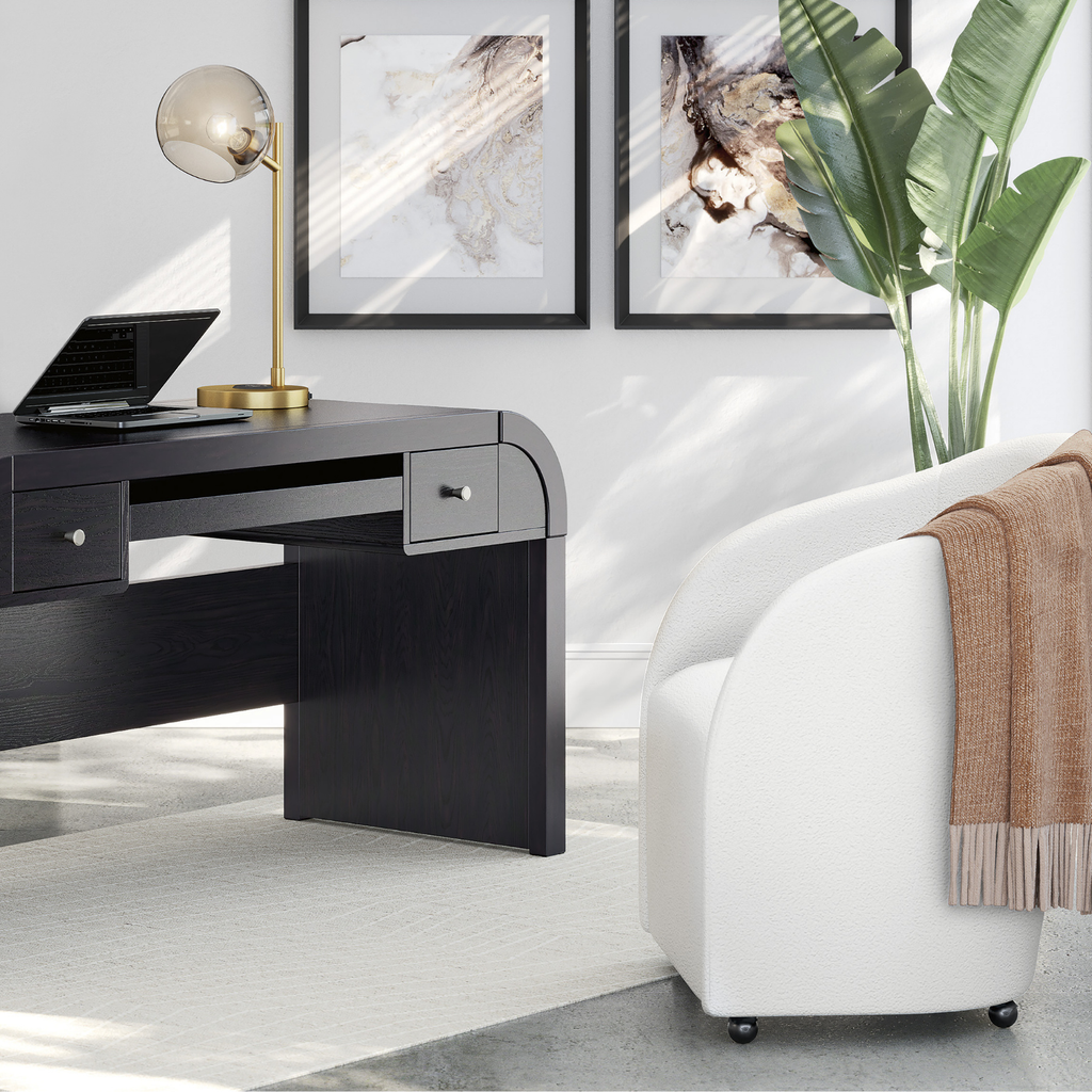 Rolling accent chair in office