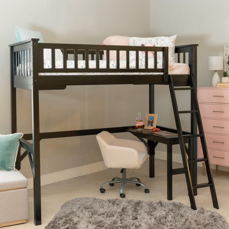 Linon Cale Twin Loft Bed with Storage