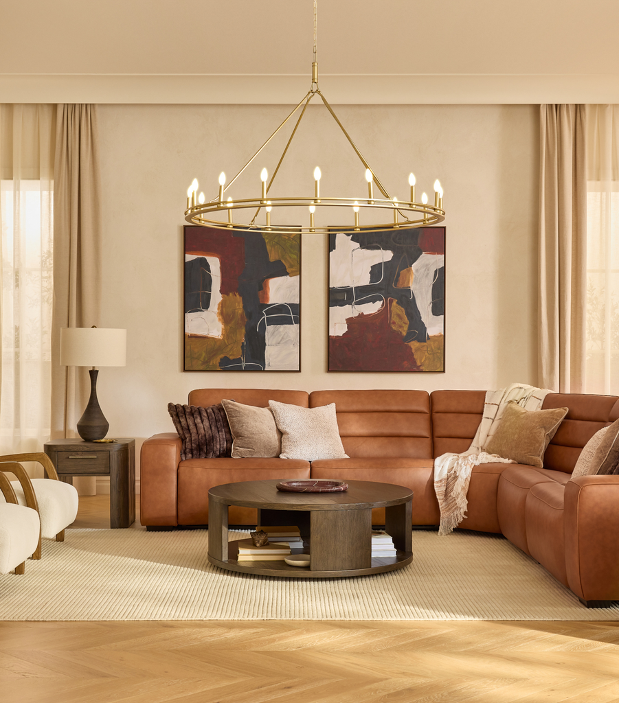 Ashley Luxe Modero 6-Piece Reclining Leather L-Shaped Modular Sectional