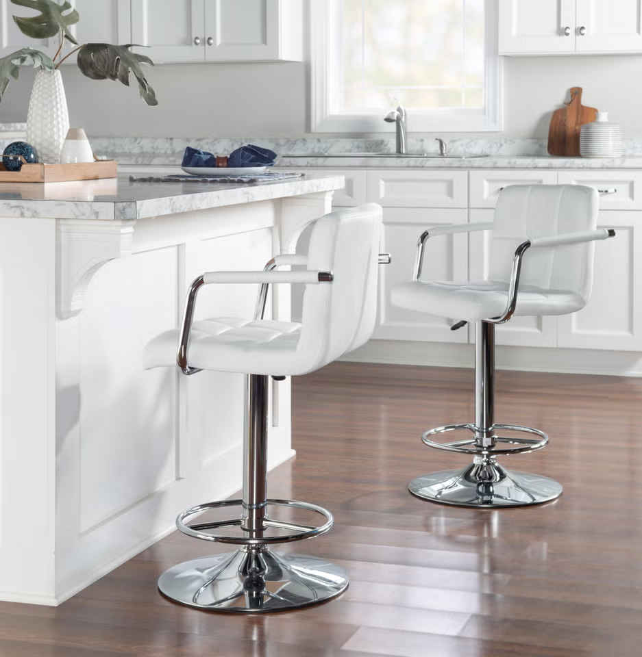 Chrome Quilted Adjustable Height Bar Stool