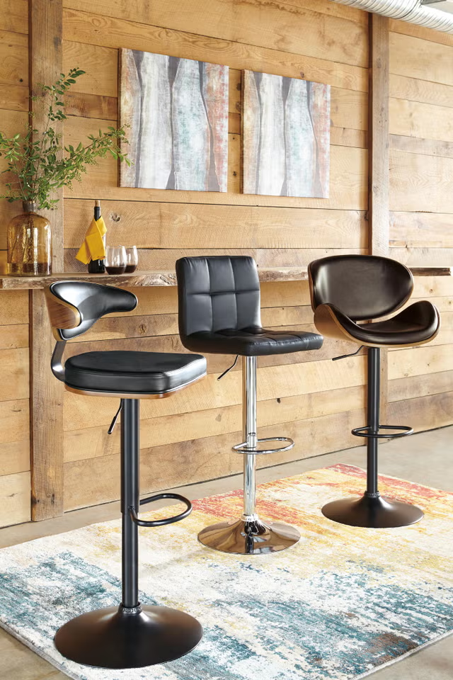 Bellatier Adjustable Height Bar Stool with Contoured Back and Seat